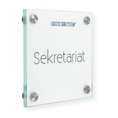 Türschild VITRUM B , Glasschild, Büroschild, 150 150 mm